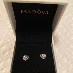NWT Pandora heart shaped earrings
